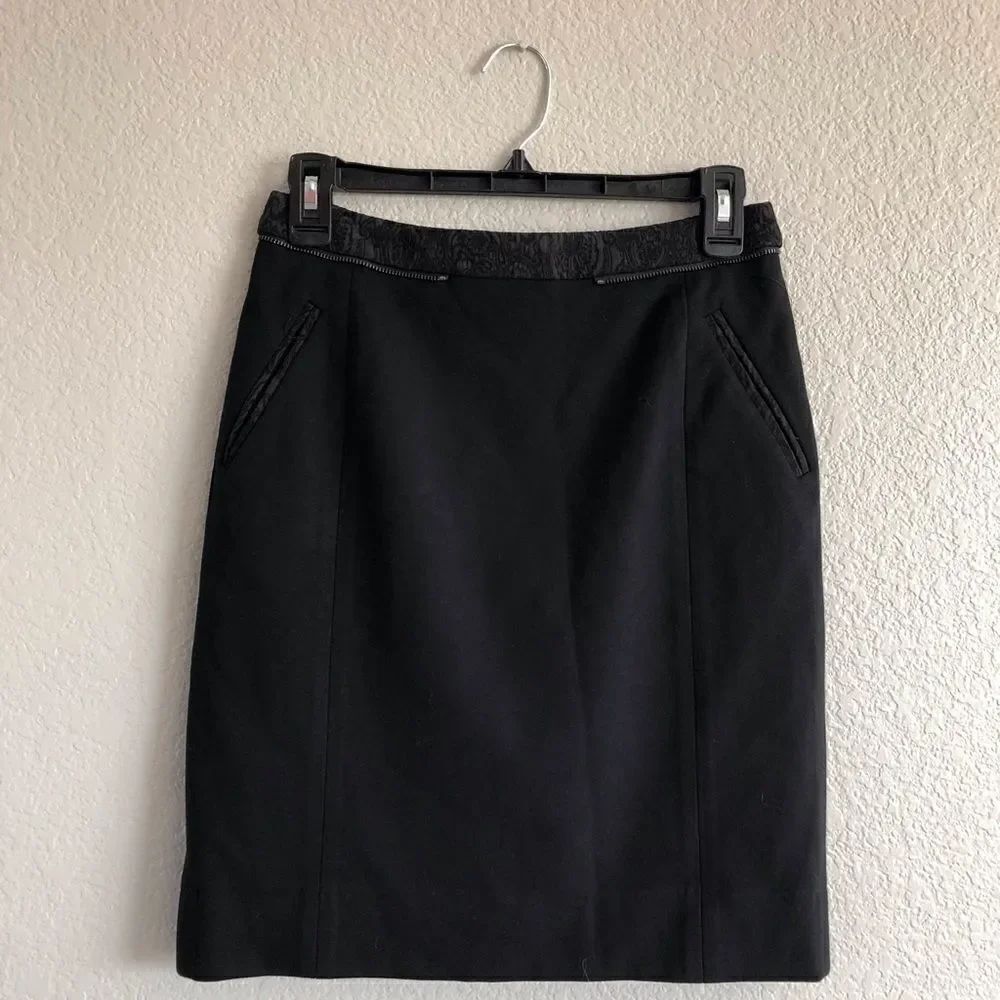 Etcetera Black Zipper Waist Trim Dress Skirt 0